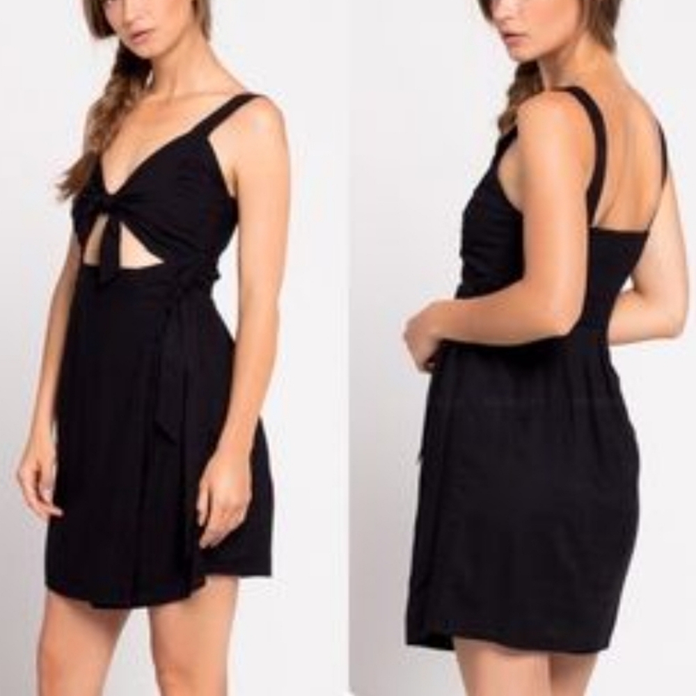 L*SPACE Morning Star black cut out sleeveless wrap mini dress